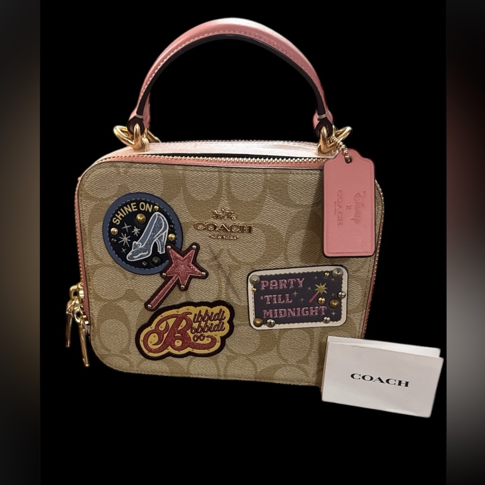 Coach Mini Bag with Patches - Tan and Pink